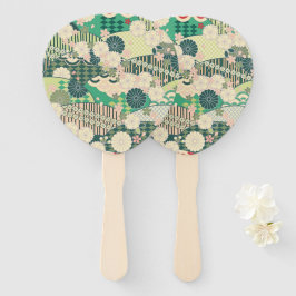 ヴィンテージピンク日本のの着物フローラ花 ハンドファン