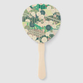 ヴィンテージピンク日本のの着物フローラ花 ハンドファン (正面)