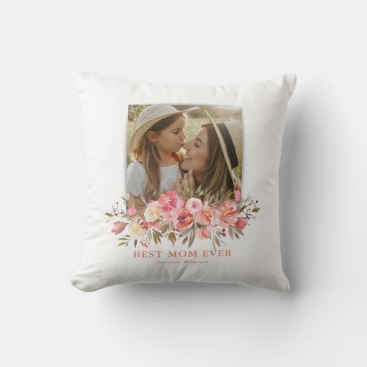 ヴィンテージピンク最高ののフローラママ今まで写真 クッション (正面)
