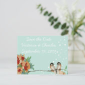 ヴィンテージピンク桜ラブバードピーチミント 案内ポストカード (スタンド正面)