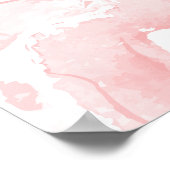 ヴィンテージピンク水彩バラ結婚の座席 ポスター (角)