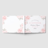 ヴィンテージピンク水彩バラ結婚ズモノグラム ゲストブック (全面)