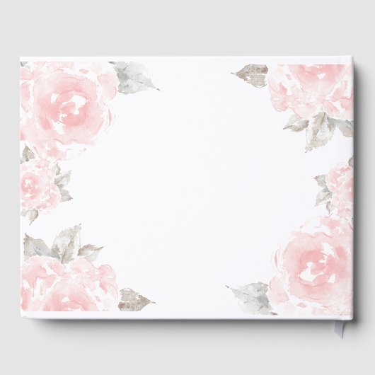 ヴィンテージピンク水彩バラ結婚ズモノグラム ゲストブック (裏面)