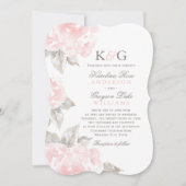 ヴィンテージピンク水彩バラ結婚ズモノグラム 招待状 (正面)