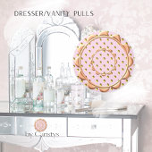 ヴィンテージピンク水玉模様ドロワープル セラミックノブ