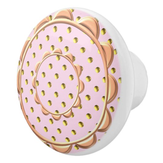 ヴィンテージピンク水玉模様ドロワープル セラミックノブ (右)