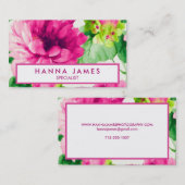ヴィンテージピンク水色の牡丹パーソナライズされた 名刺 (正面/裏面)