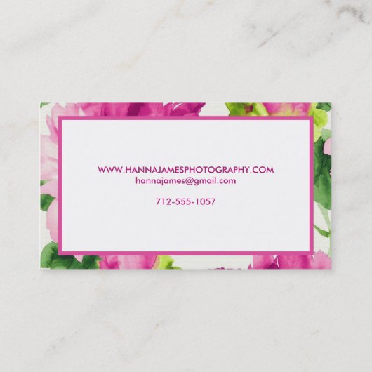 ヴィンテージピンク水色の牡丹パーソナライズされた 名刺 (裏面)
