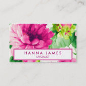 ヴィンテージピンク水色の牡丹パーソナライズされた 名刺 (正面)