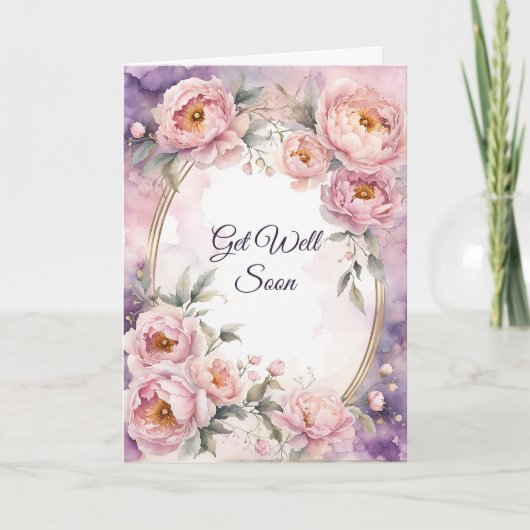 ヴィンテージピンク牡丹の楕円形のフレームが良くなる カード (正面)
