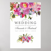 ヴィンテージピンク牡丹の水の色結婚の歓迎 ポスター (正面)