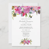ヴィンテージピンク牡丹の水の色結婚の 招待状 (正面)