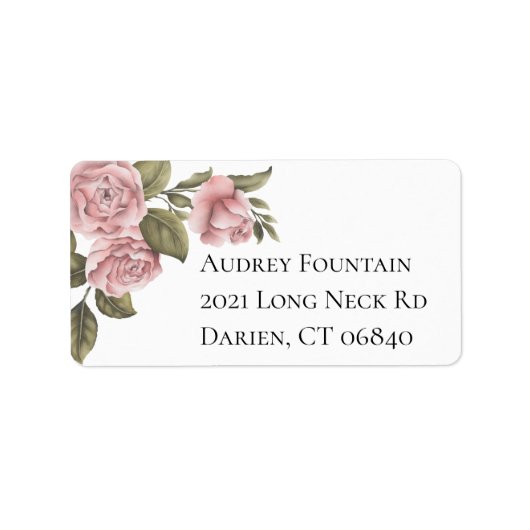 ヴィンテージピンク牡丹の花エレガントフローラ ラベル (正面)