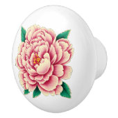 ヴィンテージピンク牡丹フラワーホワイト セラミックノブ (右)