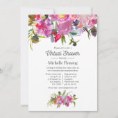ヴィンテージピンク牡丹フローラバーチャル赤ちゃんシャワー 招待状 (正面)