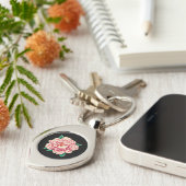 ヴィンテージピンク牡丹花 キーホルダー (側面)