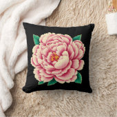 ヴィンテージピンク牡丹花 クッション (ブランケット)