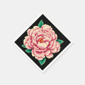 ヴィンテージピンク牡丹花 スタンダードカクテルナプキン (角)