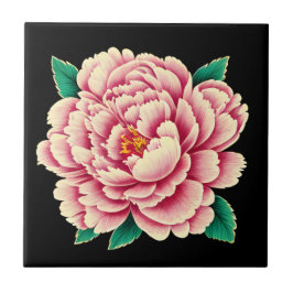 ヴィンテージピンク牡丹花 タイル