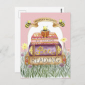 ヴィンテージピンク私はむしろビー読の本好き ポストカード (正面/裏面)