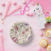 ヴィンテージピンク紫の花紙丼 ペーパーボウル (パーティー)