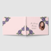 ヴィンテージピンク紫色の愛するメモリ葬儀の写真 ゲストブック (全面)