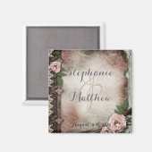 ヴィンテージピンク結婚バラの磁石 マグネット (正面/裏面)