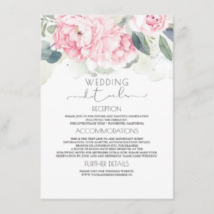 ヴィンテージピンク結婚フローラ情報 エンクロージャーカード