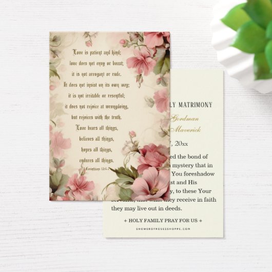 ヴィンテージピンク結婚フローラ聖なる書物、 経典祈りの言葉 (デスク)