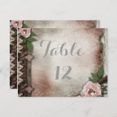 ヴィンテージピンク結婚ローズのテーブル番号カード ポストカード (正面/裏面)
