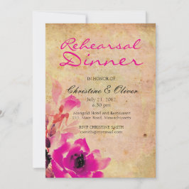 ヴィンテージピンク結婚ローズのリハーサル 招待状