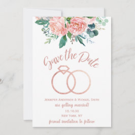 ヴィンテージピンク結婚ローズのリングや輪 セーブザデート