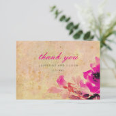 ヴィンテージピンク結婚ローズサンキューカード サンキューカード (スタンド正面)