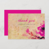 ヴィンテージピンク結婚ローズサンキューカード サンキューカード (正面/裏面)