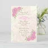 ヴィンテージピンク結婚ローズブライダルシャワー招待状 招待状 (スタンド正面)