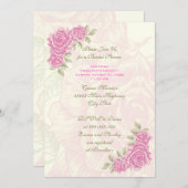 ヴィンテージピンク結婚ローズブライダルシャワー招待状 招待状 (正面/裏面)
