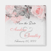 ヴィンテージピンク結婚ローズマグネット マグネット (正面)