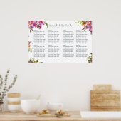 ヴィンテージピンク結婚牡丹の座席表 ポスター (キッチン)