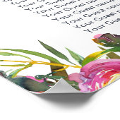 ヴィンテージピンク結婚牡丹の座席表 ポスター (角)