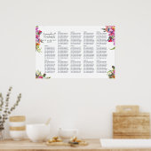 ヴィンテージピンク結婚牡丹の座席表 ポスター (キッチン)