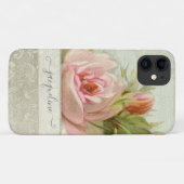 ヴィンテージピンク絵を描グレーバラフローラwパターン Case-Mate iPhoneケース (裏面(横))