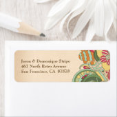 ヴィンテージピンク緑のフローラ旋回住所 シール (インサイチュ)