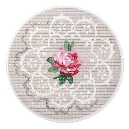 ヴィンテージピンク色のバラとドリーオングレーエレガント セラミックノブ