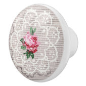 ヴィンテージピンク色のバラとドリーオングレーエレガント セラミックノブ (右)