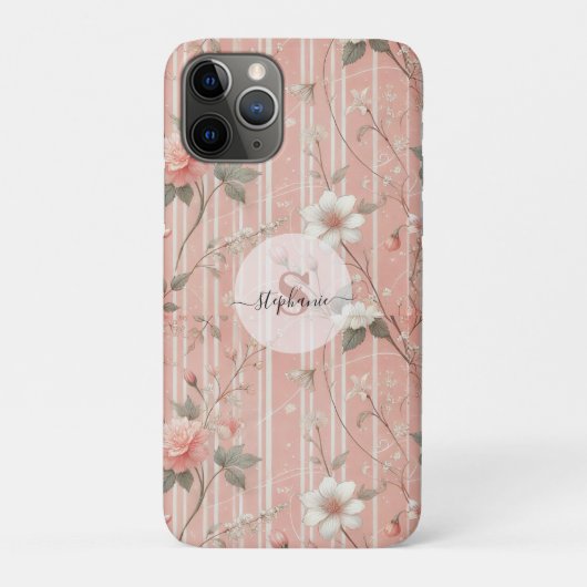 ヴィンテージピンク色のバラストライプの色(背景ピンク) Case-Mate iPhoneケース (裏)