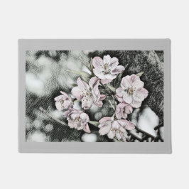 ヴィンテージピンク色の枝 ドアマット