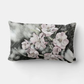 ヴィンテージピンク色の枝 ランバークッション (裏面)