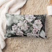 ヴィンテージピンク色の枝 ランバークッション (ブランケット)