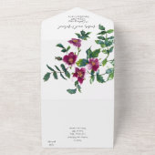 ヴィンテージピンク色マゼンタ色バラ オールインワン招待状 (外側)