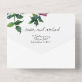 ヴィンテージピンク色マゼンタ色バラ オールインワン招待状 (裏面)